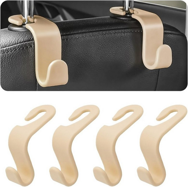 4PCS 카시트 헤드레스트 후크 오토 뒷좌석 행거 홀더 내구성 있는 스타일리시 차량 정리함 유니버설 자동차 인테리어 액세서리 지갑 보관용 가방 옷 모자 블랙/레드 플래그, Black/Black Flag