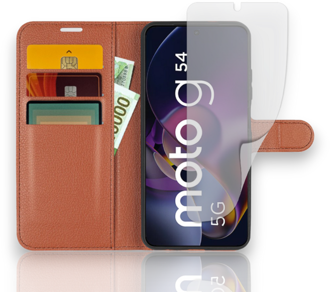 모토로라 모토 G54 5G 전용 지갑 카드 지폐 수납 케이스 저반사 필름