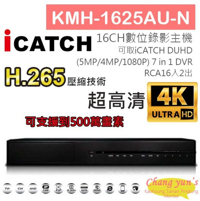 昌運監視器 KMH-1625AU-N 16CH 7IN1 ICATCH DUHD 專用錄影主機, 1個