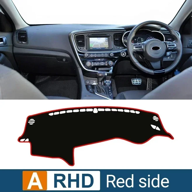 자동차 대시 보드 커버 UV 방지 케이스 미끄럼 카펫 내부 보호 액세서리 기아 옵티마 K5 2011, 05 A RHD Red side