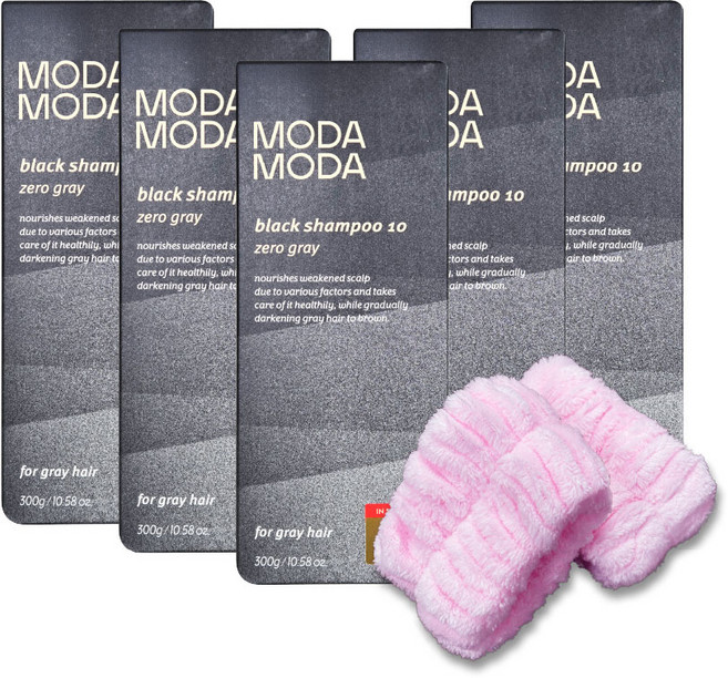 모다모다 제로 그레이 블랙 새치 염색 샴푸 추가 구성 세안 밴드 1P, 5개, 300g