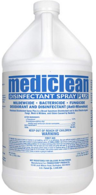프로레스토어 메디클린 소독 스프레이 플러스 전문가용 광범위 스펙트럼 소독제 곰팡이 냄새를 유발하는 유기체를 살균하며 홍수 후 오염 제거 MDSP 1갤런 4개 묶음 (2, 프로레스토어 메디클린 소독 스프레이 플러스, 전문가용