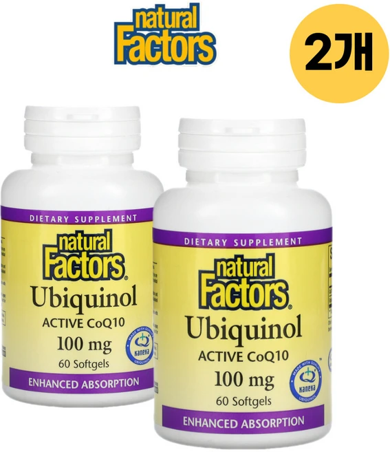 네추럴팩터스 카네카 코큐텐 유비퀴놀 100 mg 60캡슐 2개 Ubiquinol, 60정 - 쿠팡