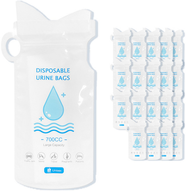아모란나 휴대용 소변기 소변응고제 일회용 소변봉투 캠핑 차량 비상용, 20개