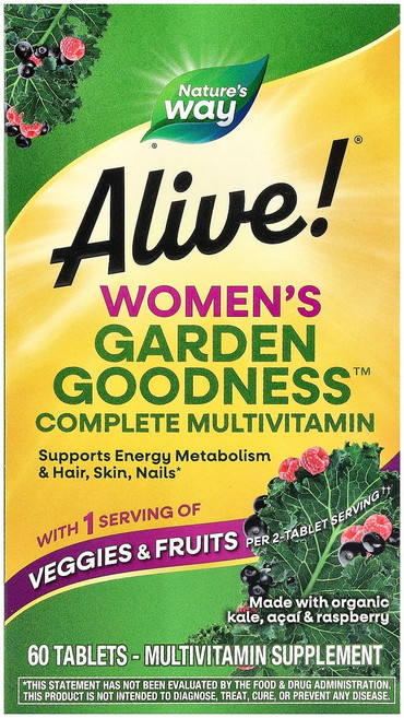 Nature's Way Alive!® 여성용 Garden Goodness™ 컴플리트 종합비타민 60정 Way (네이처스 웨이), 1개