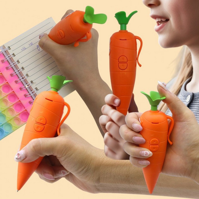 신학기 새학기 입학선물 자광 당근 캐릭터 음성녹음 기능 볼펜1p 귀여운 학용품 학습용 장난감 자광 당근 캐릭터 음성녹음기볼펜 당