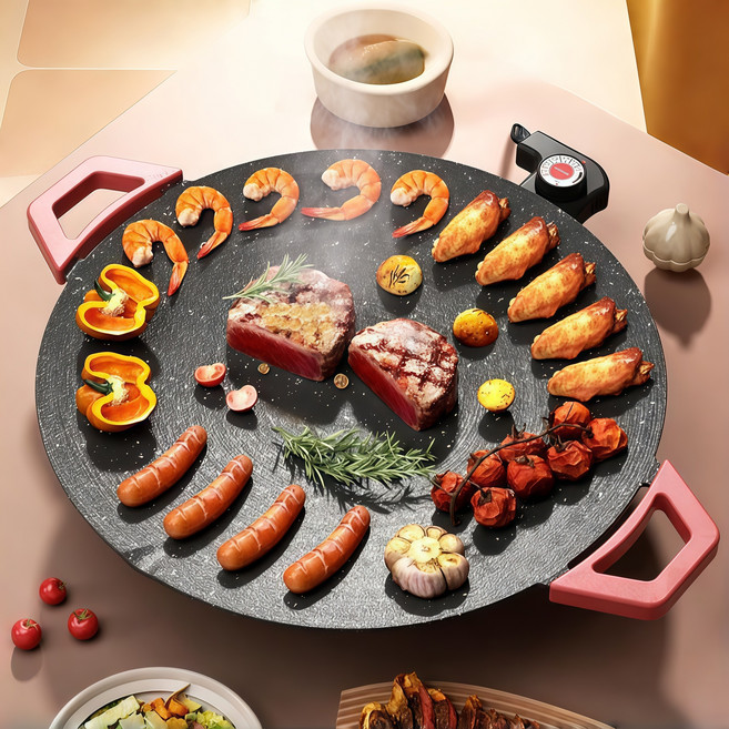 Mochae 인덕션 드팬 5단 온도조절 삼겹살 데일리 전기프라이팬 가정용 캠핑용, 40CM