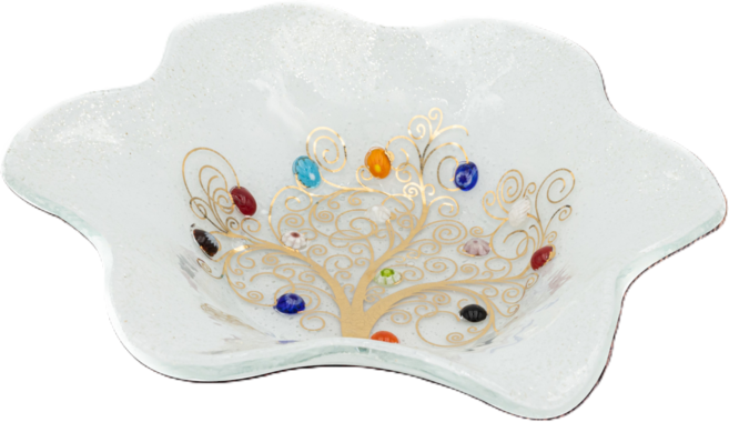 소스피리 베네치아 데코 금박 생명나무 꽃 모양 무라노 유리 뮈리네 그릇 SOSPIRI VENEZIA 선물용 센터피스 현관 테이블 거실 식탁 장식