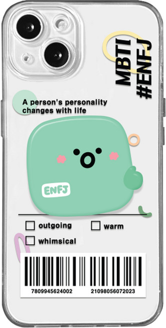 핫티몰 MBTI 성격유형 꼬물이 스마트톡 사회운동가 ENFJ 프린팅 투명 젤리 TPU 에폭시톡SET 케이스