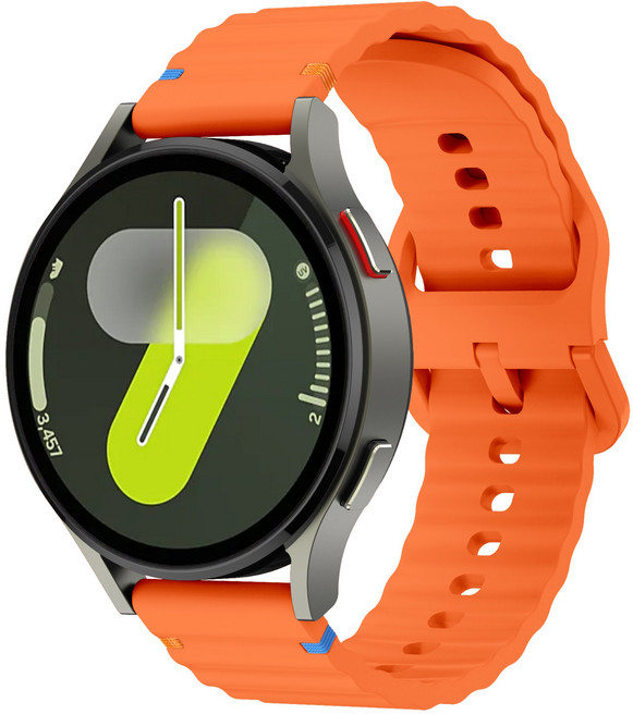 갤럭시워치 호환 컬러풀한 스티치 실리콘 스포츠 스트랩 20mm 22mm, 오렌지