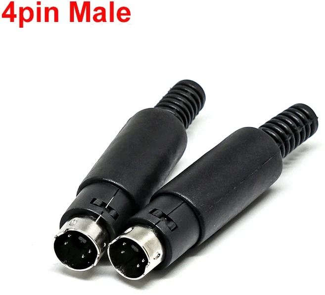 2PCS 미니 DIN 플러그 3/4/5/6/7/8 핀 섀시 케이블 마운트 남성 여성 소켓 38Pin 용접 와이어 S 터미널 [PS, 4Pin Male