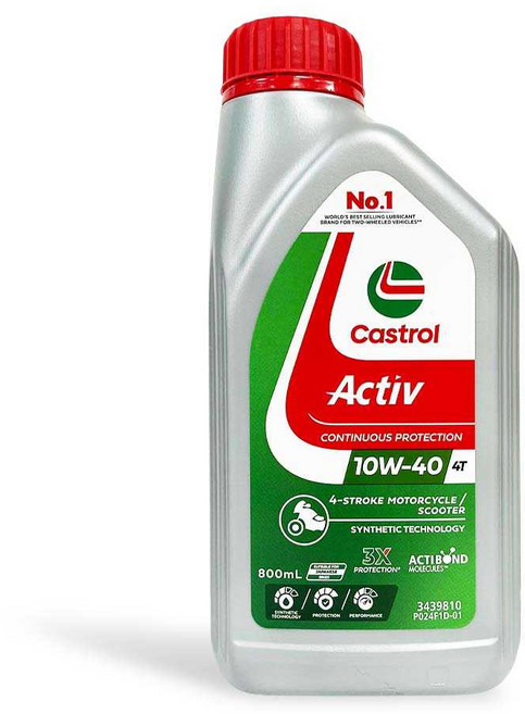 油工廠 CASTROL ACTIV 4T 10W40 800ml 噴射勁力 機車專用機油, 1個, ACTIV 10W40
