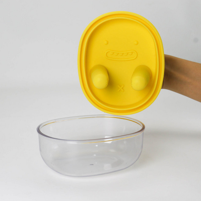 2in1감자칩 용기 밀폐용기 간식통 감자칩 집게 과자집게 손가락 과자 집게(창의적인 간식 먹는 새로운 방법 손가락이 더럽지 않게), 노란색