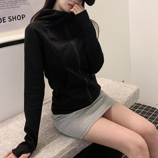 女款連帽開衫衛衣 短款緊身薄外套