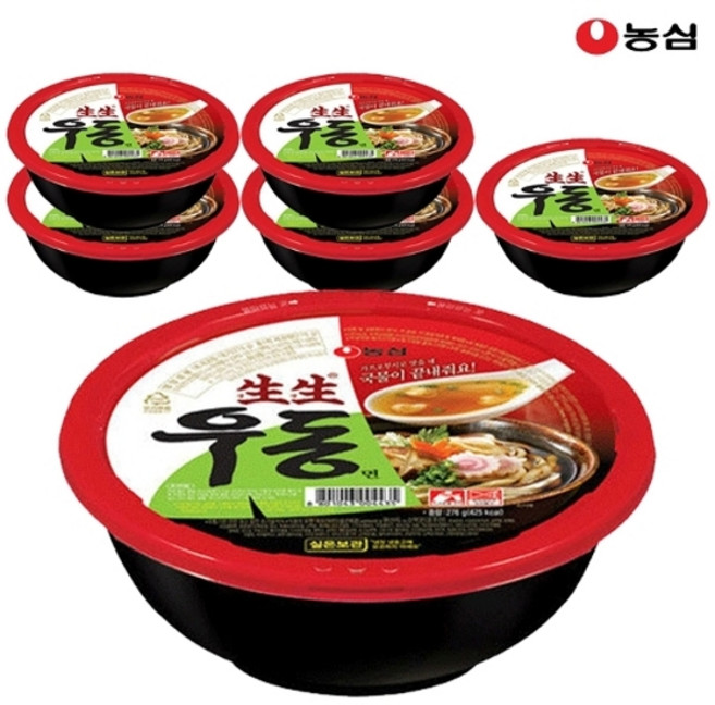 농심 생생우동용기 276g x 6개