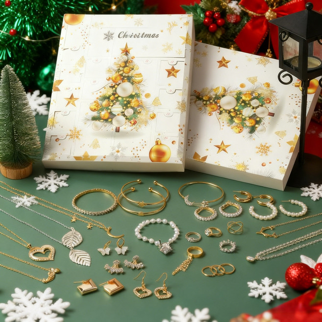 크리스마스 어드벤트 캘린더 DIY 팔찌만들기 24일달력선물, 1개, 화이트