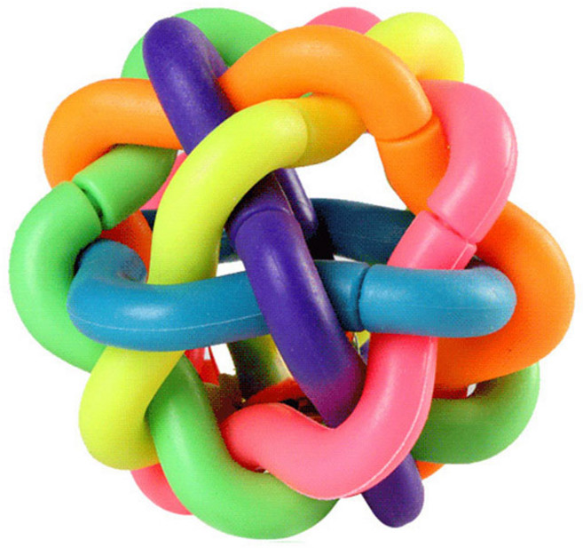 강아지 공 무지개 탱탱볼 방울공 장난감, 중형(7.5cm), 1개