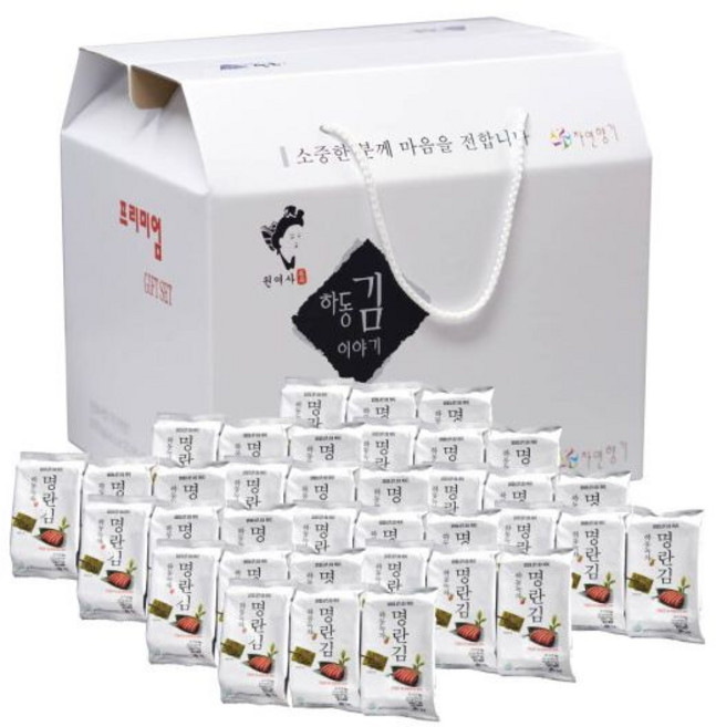 명란김 권여사 맛있는 밥도둑 하동 녹차 낱개 36봉 김선물세트, 우체국쇼핑 권여사 맛있는 밥도둑 하동 녹차 명란김 36, 6g, 1