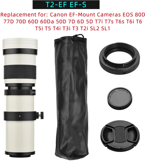 카메라 MF 슈퍼 망원 줌 렌즈 캐논 니콘 범용 1/4 인치 스레드 포함 F/8.3-16 420-800mm T 마운트, 01 W-Canon EF-mount
