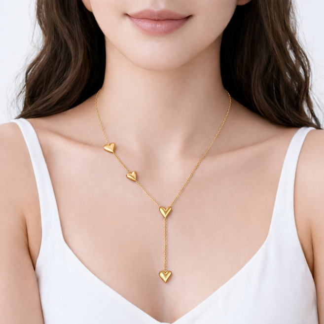 아이루리 데일리 큐트 하트 참 체인 목걸이 써지컬스틸 드롭 펜던트 Y자 포인트 악세사리