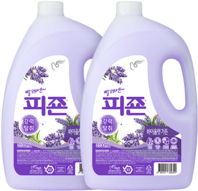 피죤 섬유유연제 바이올렛가든 3100ml 2개, 3.1L