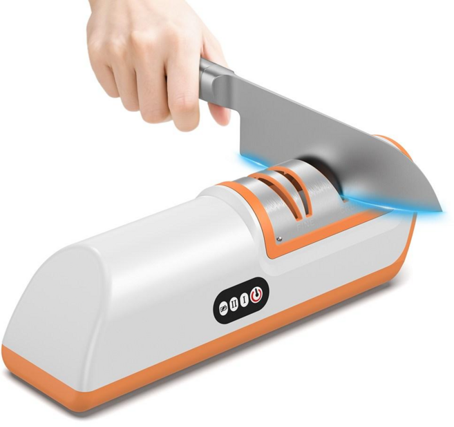 APEXSO 전동 칼갈이 3초자동 칼가는기계 전기 스마트엣지 칼가리 업소용 칼갈기 가정용 숫돌, 오렌지, 1개