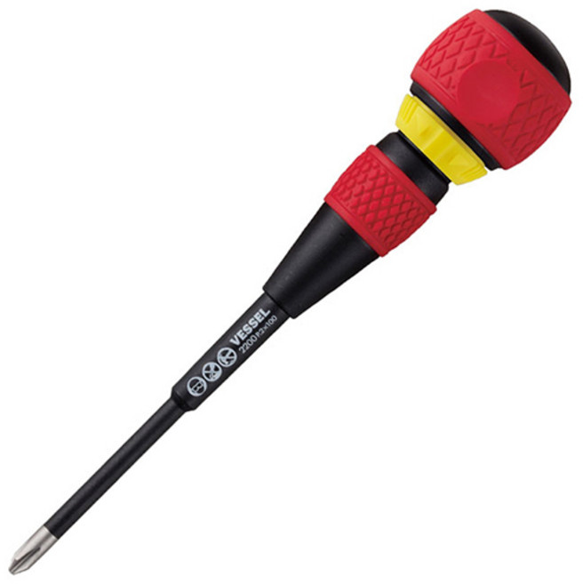 베셀 볼 라쳇 전공드라이버 2200 PH 2x100 십자 볼그립 전기공사 전문가 고급, 1개