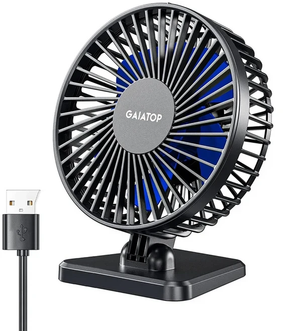 GAIATOP 미니 USB 데스크탑 팬 휴대용 팬 데스크탑 오피스 USB 조용한 냉각 팬 홈 오피스에 적합한 3 속도, 02 Blue