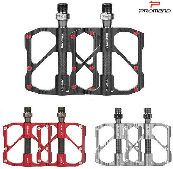PROMEND 자전거 카본 페달 3종 베어링 초경량 알루미늄 합금 프레임 산악 MTB 도로 로드바이크, PD-M86C 블랙, 1개