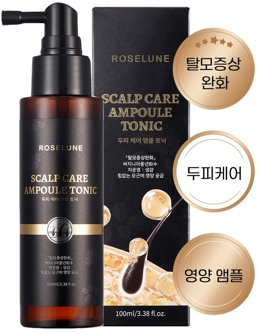 로즈룬 두피 케어 에센스 탈모증상 완화 기능성 헤어 앰플 생강 모발 케어 세럼 두피 쿨링 관리 영양 헤어토닉, 1개, 100ml - 쿠팡