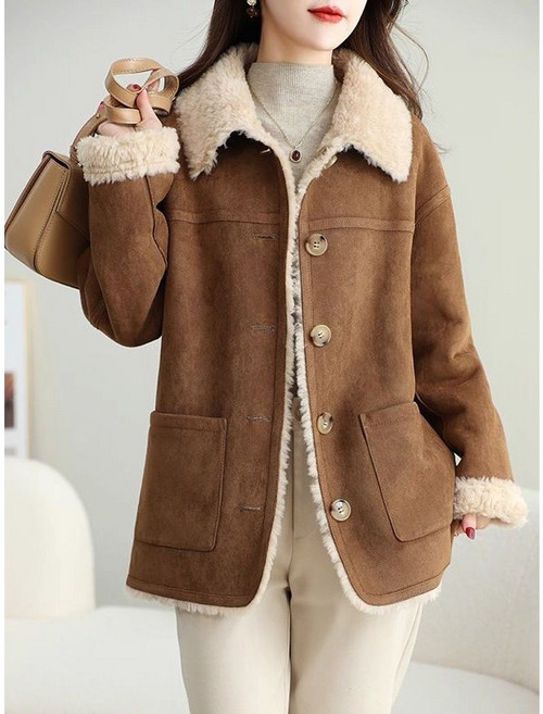 여성 겨울 양털카라 포근한 기모 무스탕자켓 데일리 보온 캐주얼 코트