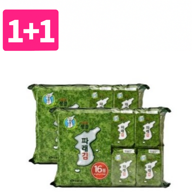 [지도표성경김]바삭하고 고소한 도시락김 파래김( 4g x 16봉)*2개(총32봉)간식용 밥반찬 파래맛, 32개