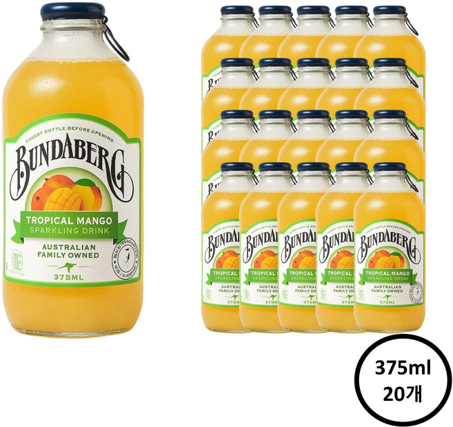 분다버그 트로피칼 망고 375ml 20병 탄산음료, 20개