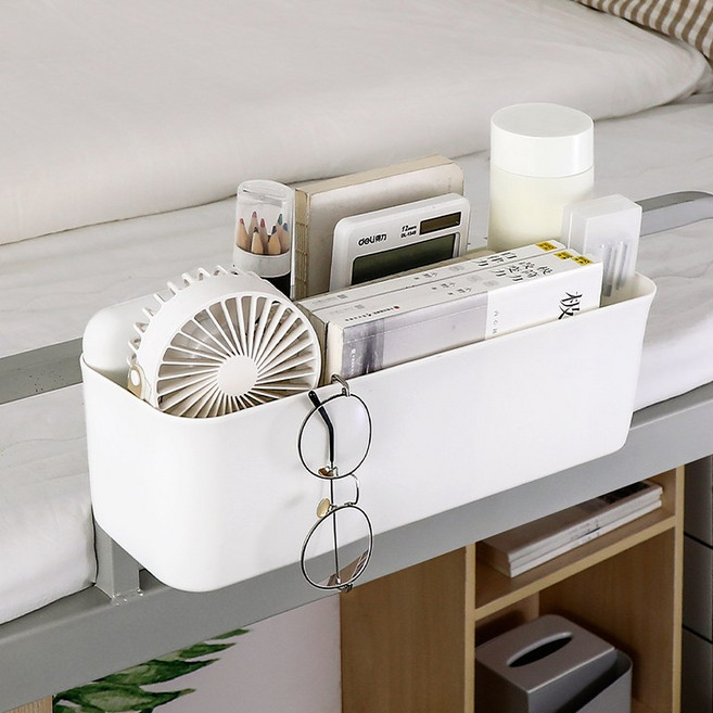 GGTC 사이드포켓 2층침대 정리함 다용도 핸드폰 리모컨 침대걸이 철제, 화이트 행거 [갈고리 있음], 1개