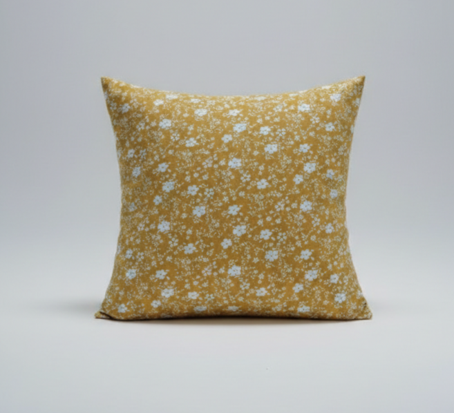 아마란스 [45X45] 프렌치 잔꽃무늬 등받이쿠션 인테리어 솜포함, 머스타드옐로우