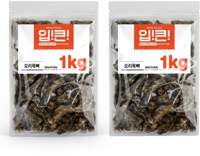 입큰 강아지수제간식 국내산 수제간식, 2개, 1kg, 오리목뼈