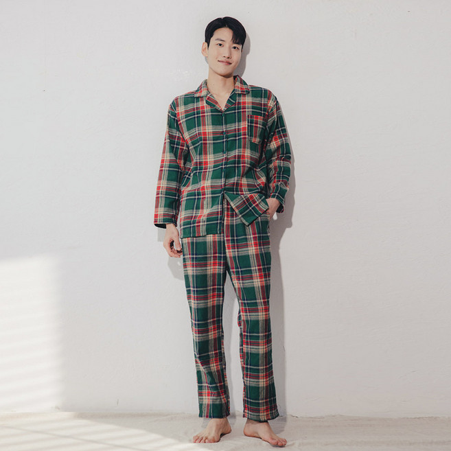 마른파이브 허그 체크 커플 투피스 파자마