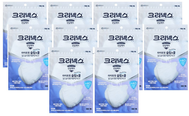 크리넥스 KFAD 비말차단 라이트핏 쿨마스크 3입 x10개, 3매입, 10개, 흰색