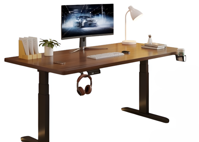 이스턴 코리아 원목 책상 모션 데스크 D13 듀얼모터 전동 높이조절, 딥 월넛 우드 + 블랙 프레임