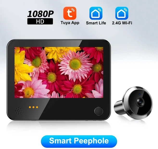 미니 디지털 도어스코프 와이파이 1080P ° 카메라 아이 IR 야간 투시 모니터, 04 Door Camera 64G
