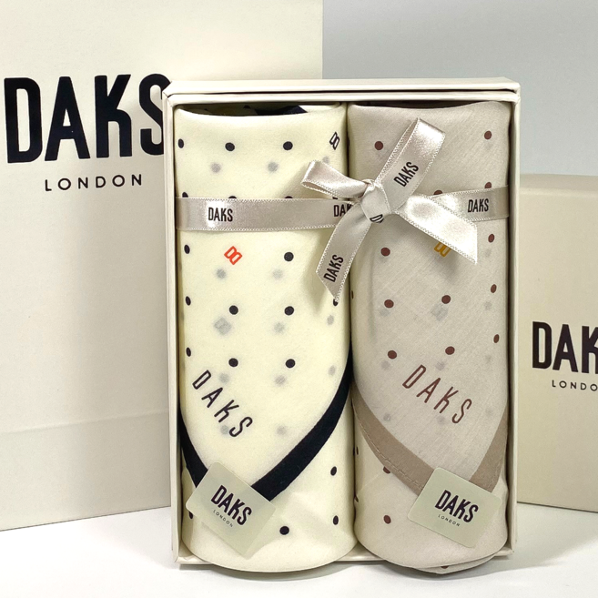 [백화점정품] 닥스 손수건 쁘띠스카프 2종 선물 세트 순면 100%