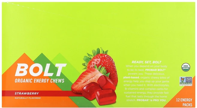 ProBar Bolt Energy Chews Strawberry 12 Packs 2.1 oz 60 g Each - 쿠팡