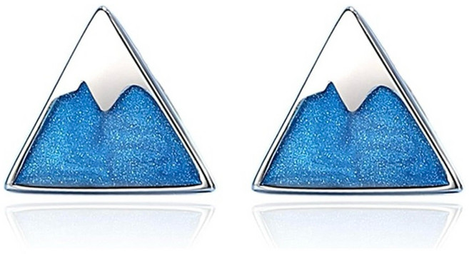 富士山耳環 白頭富士山 耳針 925銀針