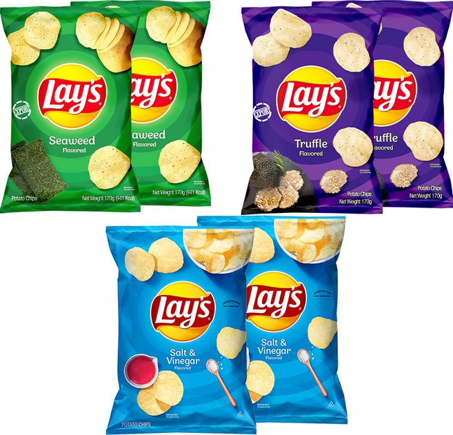 레이즈 감자칩 3종 총6개(솔트&비네거+씨위드+트러플), 170g, 6개