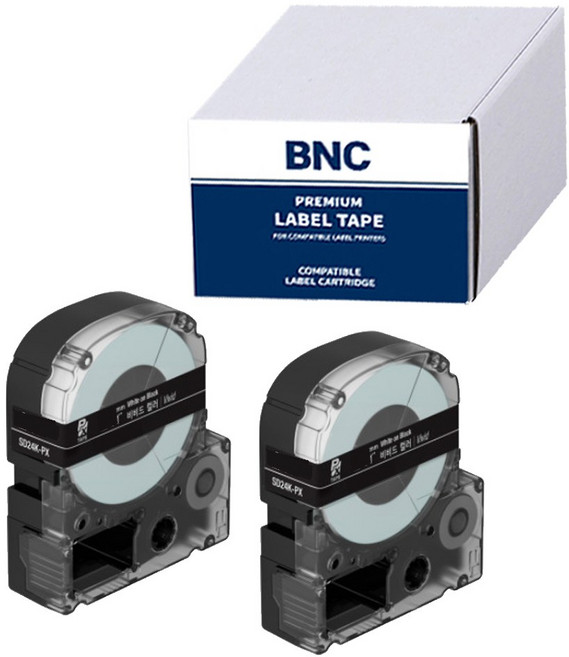 엡손 호환 라벨테이프 라벨프린터기 라벨기 테이프, 검정바탕/흰색글자 2개, 12mm