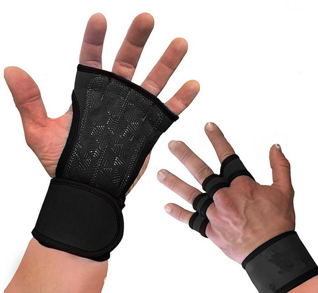 leoq 헬스 장갑 턱걸이 손바닥 보호대 크로스핏 그립, 1세트, 블랙