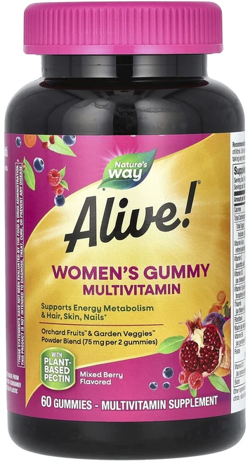 Nature's Way Alive! 여성용 구미젤리 컴플리트 종합비타민 혼합 베리 맛 구미젤리 60개, 1개 - 쿠팡