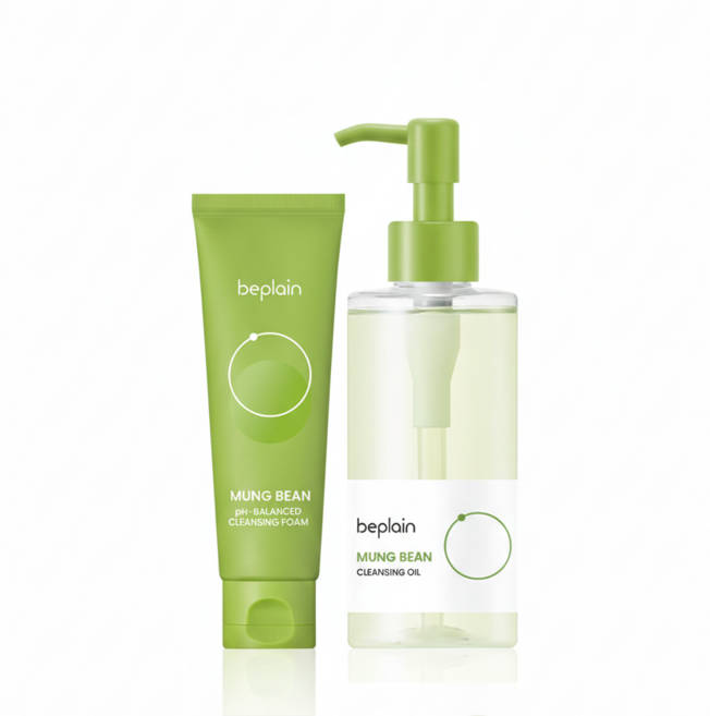 비플레인 녹두 약산성 클렌징폼 80ml+녹두 클렌징 오일 200ml 2종 세트, 1세트