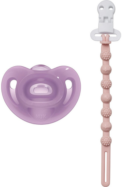 누크 센서티브 올실리콘 쪽쪽이 X 토트랩 쪽쪽이 홀더 SET, S1 (0~6개월), 퍼플+로즈워터핑크, 1세트