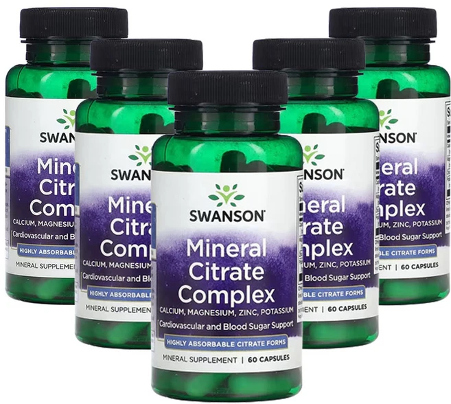 스완슨 미네랄 시트레이트 복합체 캡슐 60정, 5개 - 쿠팡